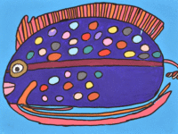 フリソデウオ（Polka-dot ribbonfish）2015年　333×455 アクリル、顔料マーカー、紙、パネル